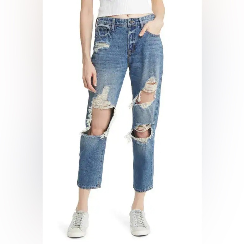 ✨Hidden brand Distressed Boyfriend Jeans in Dark Blue